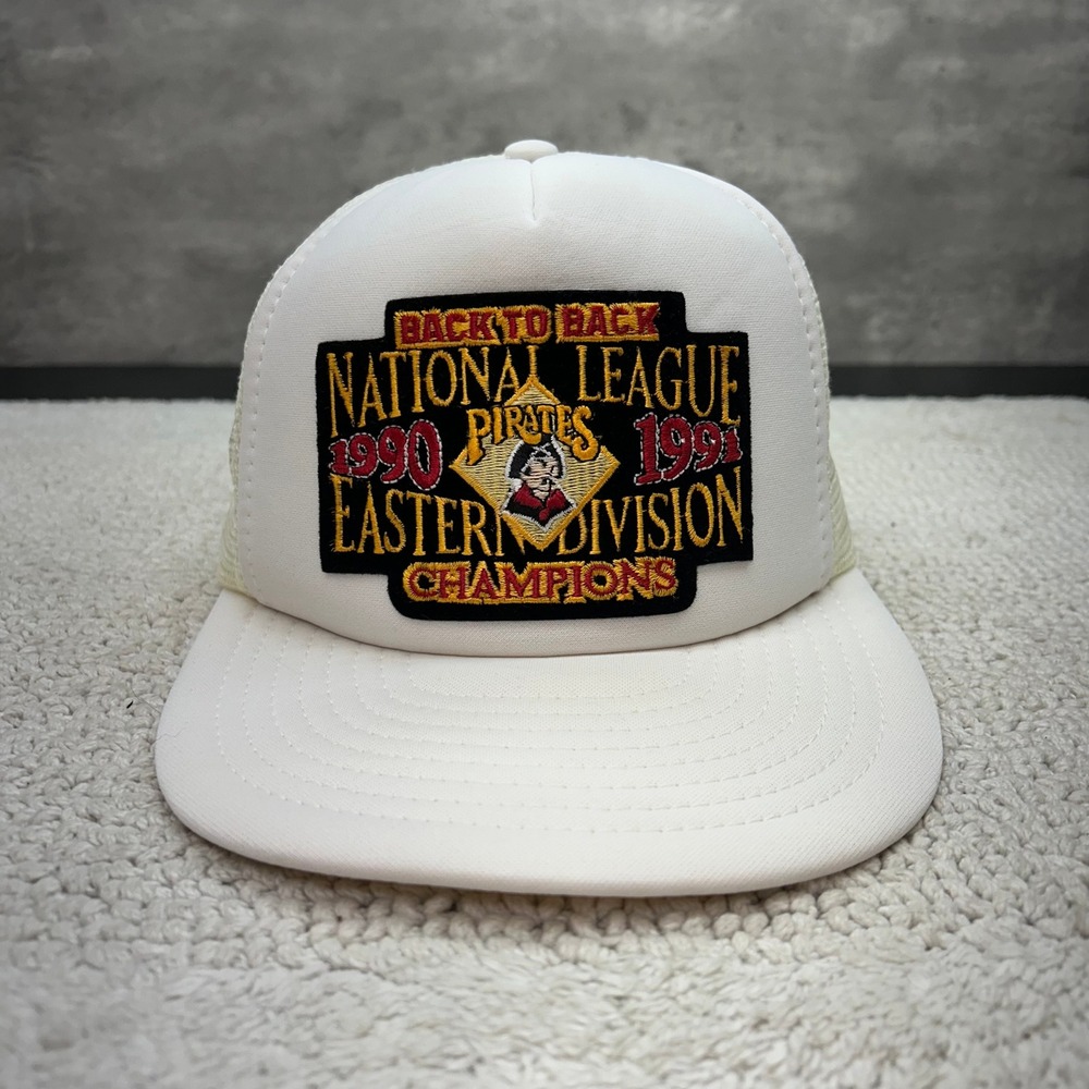 90s Vintage Pittsburgh Pirates Patch Mesh Snapback Trucker Hat OSFA NL Champs